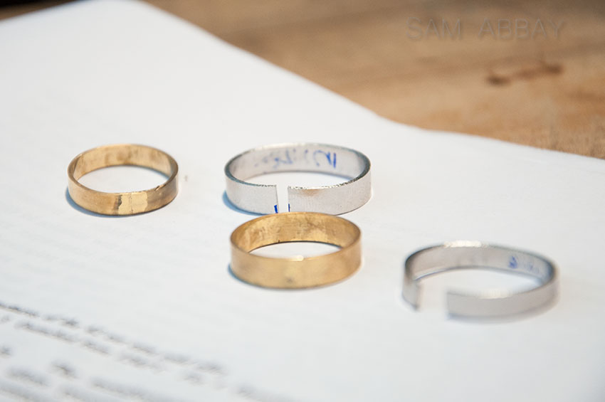partially completed liner wedding rings