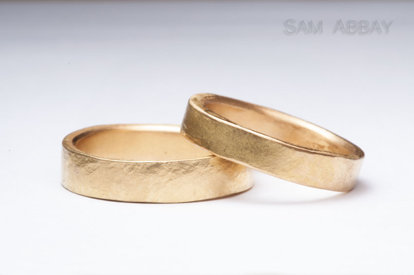 rustic finish high karat wedding rings