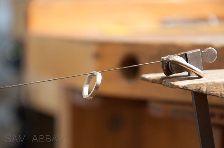 ring on a jeweler's saw