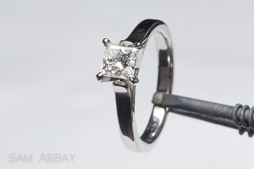 Princess cathedral engagement ring
