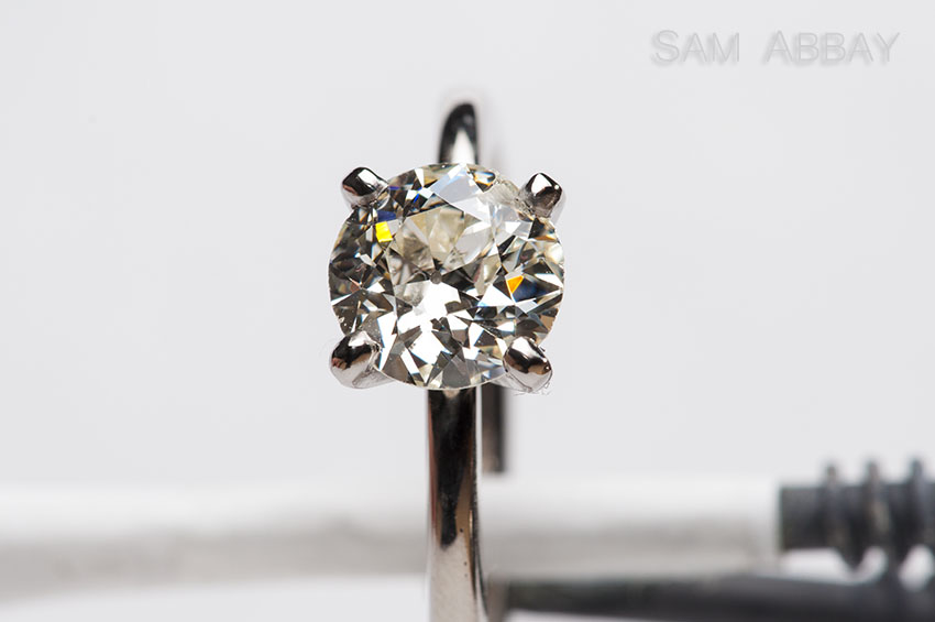shaped solitaire with old european cut diamond