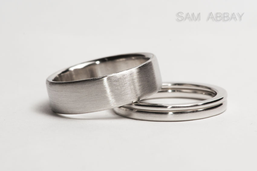 rough and fine matte finish wedding rings
