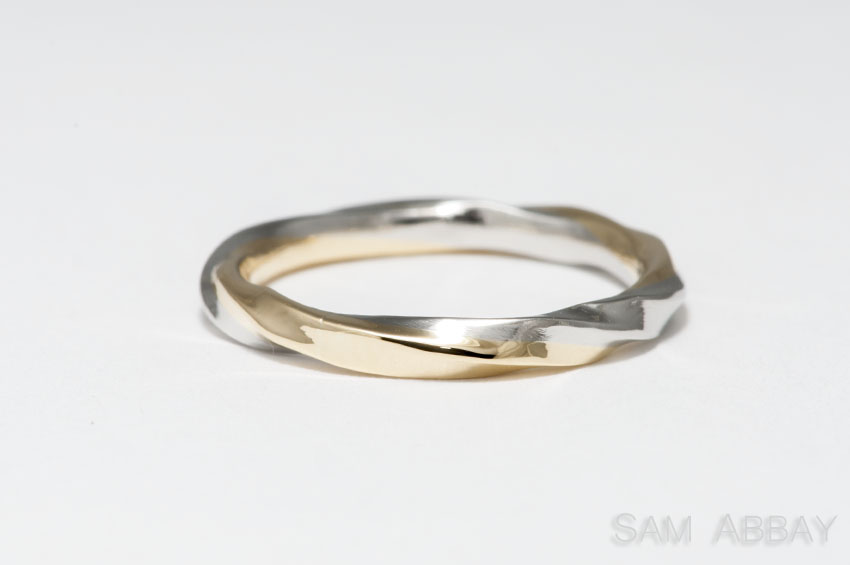 Yellow gold and platinum twisted wedding ring